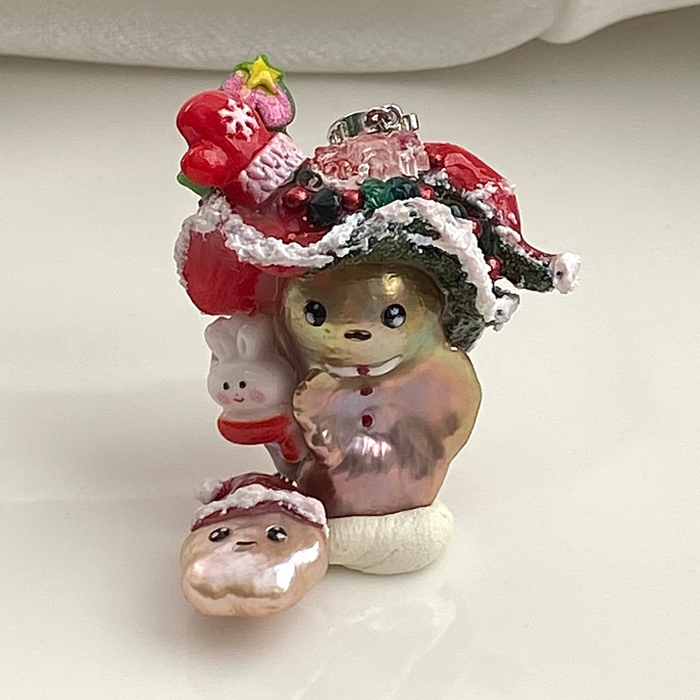 P201-EXCLUSIVE Premium Flameball Pearl And Star Pearl Christmas Pendant